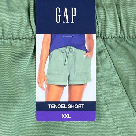 Gap Shorts Women XXL Green Elastic Lyocell Drawstring PULL ON TENCEL Pockets NEW - Picture 2 of 8